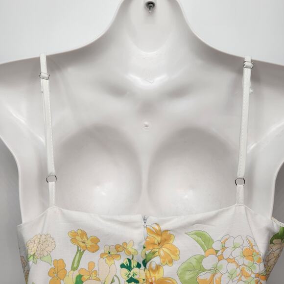 NWT Dalia MacPhee Yellow and Green Floral Maxi Fit n Flare Sundress Women's L - Picture 9 of 12